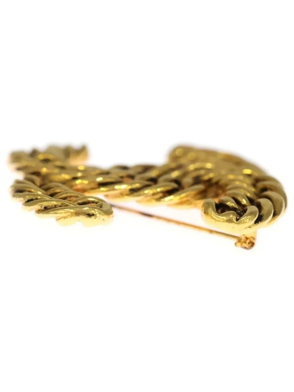 Chanel CC Logo Chain Brooch Pin Badge Gold